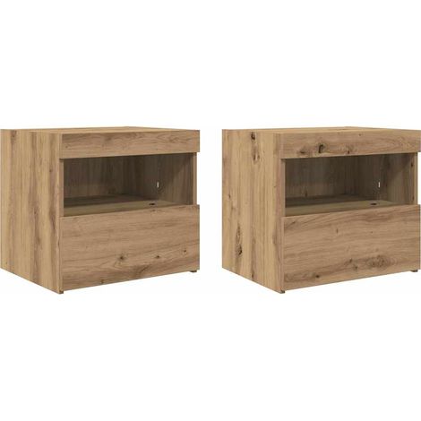 vidaXL Comodino con cassetto 2 pcs rovere artigianale 50 x 40 x 45 cm (1/5)