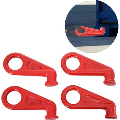 Ganchos de elevación para contenedores, capacidad de carga de 12,5 toneladas, juego de 4, dimensiones 25 x 12 cm, ángulo de operación de 45°, peso 4 kg. (1/5)