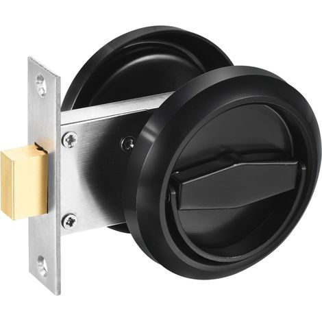 Rond Encastré Porte Serrure, Inox Acier 304 occulte Encastré Tasse Porte Poignée Meuble Poignées Loquet Bouton pour Confidentialité Poche Porte Casiers, Noir (1/5)