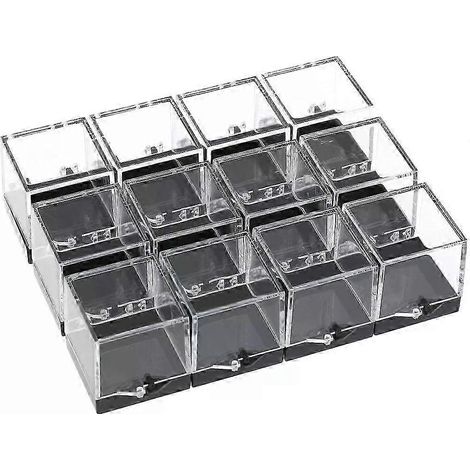 Coffret de présentation pour spécimens, lot de 12 étuis de voyage pour le rangement de collections de roches et de minéraux (1/5)