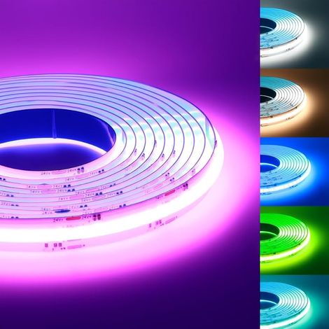 COB Bande LED 24V RGB+WW+CW RGB CCT RGBW 5m Flexible Haute Densité Uniforme Lumière 5 en 1 LED Ruban 840LEDs/M 12MM Largeur IP20 21W/M, pour fête, comptoir, étagère, décoration d'intérieur (1/5)
