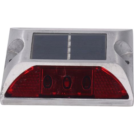 Solarbetriebene Straßenmarkierungsleuchte aus Aluminiumguss für Einfahrten, Stufen, Gehwege, Treppen, Außenbereich, IP68 wasserdicht, rotes Licht (1/5)