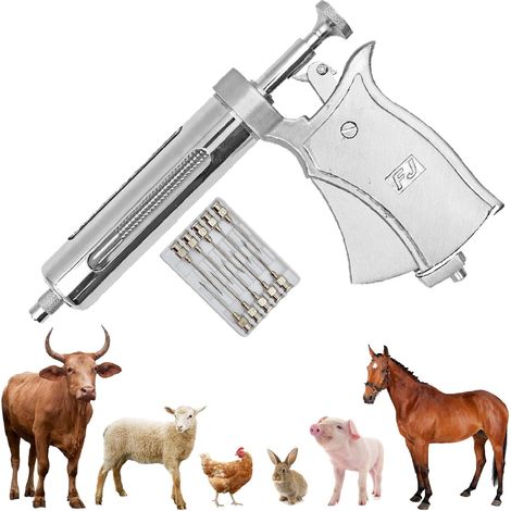 50ml Seringue Continue pour BéTail, Pompe De PréCision RéUtilisable pour Distributeur De MéDicaments pour Animaux, pour Chevaux Ovins Bovins MatéRiel D’éLevage avec 10 Aiguilles en Acier Inoxydable (1/5)