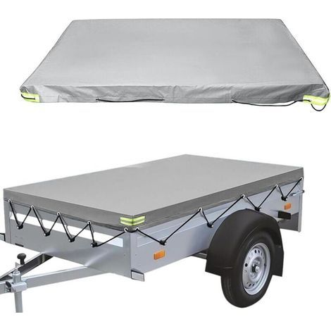 Bâche plate pour remorque - 21412213cm - 420 D - Étanche à la poussière - Pour remorque de 750 kg - Gris (1/4)