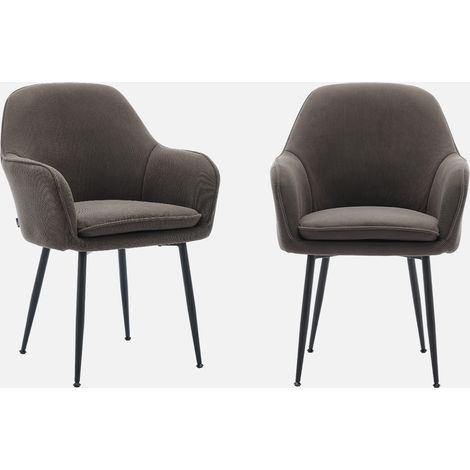Sillón de pana con patas de metal negro mate, set de 2