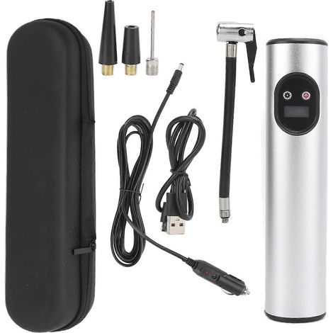 Pompe à air sans fil portable multifonction rechargeable avec affichage numérique et éclairage intégré (argent)