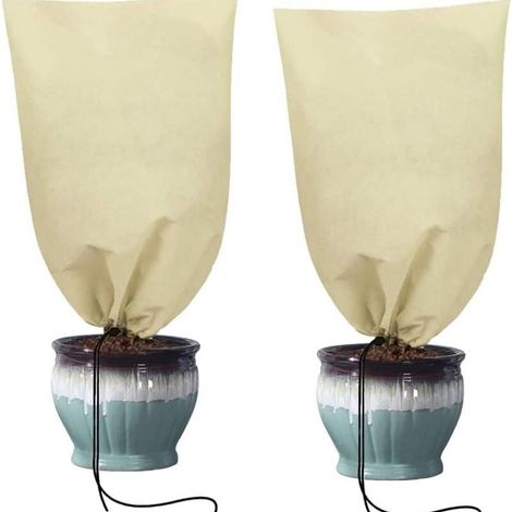 Voile d Hivernage, 2pcs Voile d'Hivernage, Housses de Protection pour Plantes, avec Cordon de Serrage Voile d'hivernage, Peut être Froid, Résistant aux Intempéries, Chaud, Réutilisable(80 120cm) (1/5)