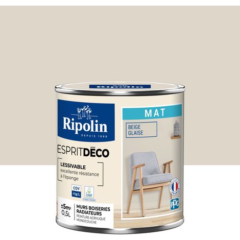 Ripolin – Peinture intérieure ultra-couvrante beige glaise aspect mat – 0,5L – Pour murs, boiseries et radiateurs – Fabrication française (1/5)