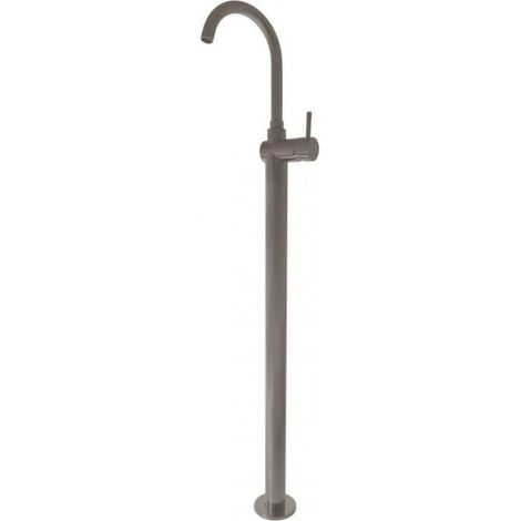 Mitigeur lavabo sur pied SEINA en laiton gris métal brossé H. 115 cm (1/2)