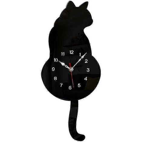 Horloge murale chat amusante, idéale pour le bureau, horloge fantaisiste à queue qui remue (1/5)