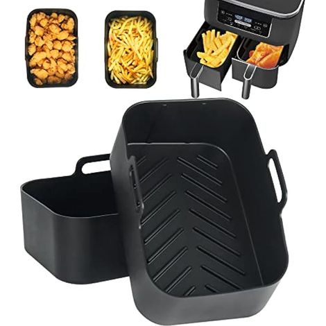 Garnitures épaisses pour friteuse à air, en silicone pour Ninja Dual Basket, accessoires compatibles Ninja Foodi AF300UK/Salter/Instant Vortex Dual Zone (Noir) (1/5)