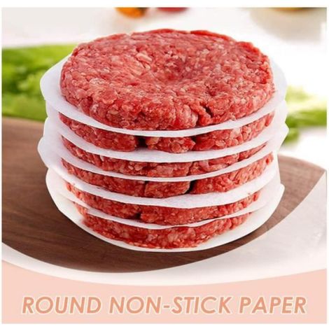 500 Pièces Papier Antiadhésive Steak Haché Diamètre 10 cm,Papier Sulfurisée de Galettes Hamburger,Papier Parchemin Ronde (1/4)