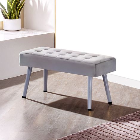 Modern Rectangle Dining Table Set With 2 Grey Velvet Chairs And 1 Grey ...