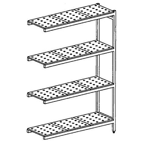 Rayonnage en Acier Inoxydable d'Angle Clayettes Perforées - 5020 à 5920 mm - 4 Niv - P500 - Distform'
