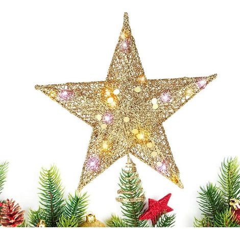Étoile d'arbre de Noël LED, lumières de dessus d'étoile d'arbre de Noël, étoile de cime d'arbre de LED, cime d'arbre de scintillement, dessus d'arbre d'étoile, or d'étoile de dessus d'arbre, décoratio (1/5)