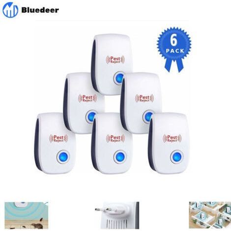Répulsif Ultrason Souris et Rat 2019 - Prise à Double Fréquences Ultrasonique Puissantes - 6 Appareils Repulsif Ultrasons Anti Rongeur,Fouine et Loir - Protection Efficace en 4 Semaines Garan (1/5)