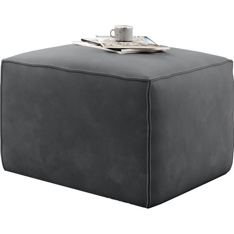 Pouf de salon en tissu WILACE – Élégant et confortable-Gris anthracite (1/4)