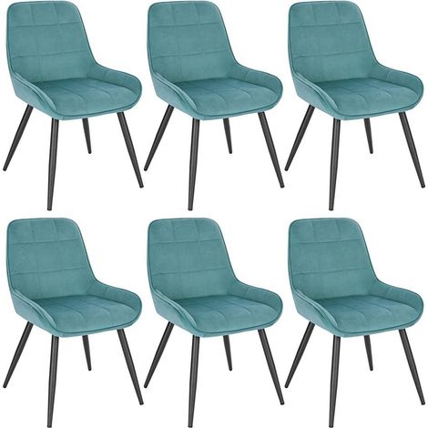 WOLTU Esszimmerstühle 6er Set, Polsterstuhl Samt, Küchenstuhl gepolstert, Akzentstuhl für Wohnzimmer Schlafzimmer Küche, ergonomischer Stuhl mit Rückenlehne, Türkis (1/5)