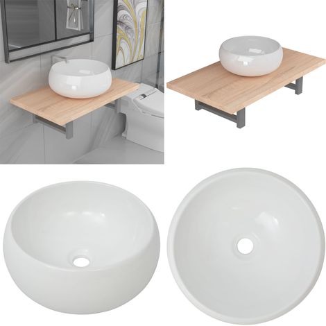 vidaXL Meuble de salle de bain en deux pièces Céramique Chêne