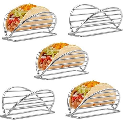 Fünfteiliges Taco-Ständer-Set Taco-Halter aus Edelstahl geeignet für weiche und harte Tacos Taco-Bar-Ständer Halter für mexikanische Burritos und (1/5)
