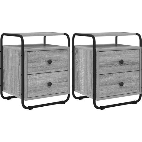Mesa de noche 2 uds. Sonoma gris Madera de ingeniería vidaXL (1/5)