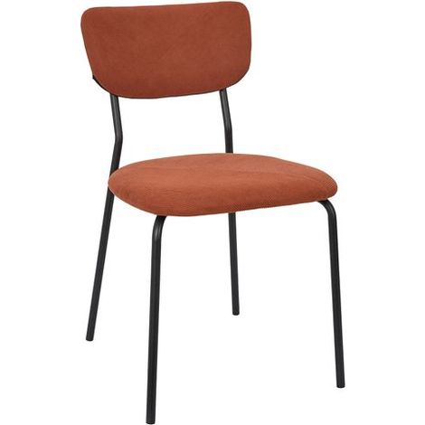 Lot de 4 Chaises - HOME DECO FACTORY - Jules - Côtelées - Confortables - Terracotta (1/5)