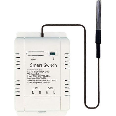 Interrupteur intelligent sans fil Tuya Zigbee avec capteur de température 16 A 3000 W compatible avec Alexa, Google Home et Yandex Alice. (1/5)