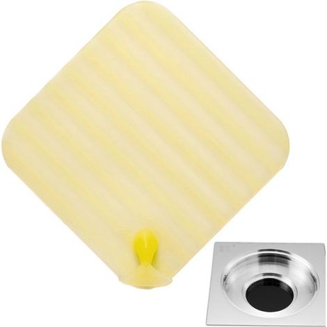 Tapón de desagüe de silicona, colador de fregadero, atrapapelos de desagüe, tapón de fregadero, tapón de desagüe, desagüe de ducha, tapón de desagüe antipelos, 15x15 cm, amarillo (1/5)