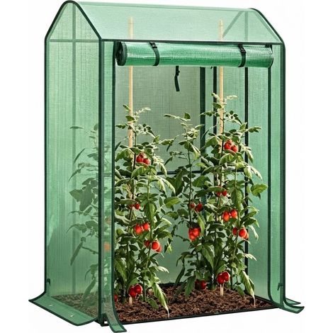 ELVMI Serra a Tunnel da Giardino con Porta Avvolgibile e 6 Fori di Aerazione, in Acciaio e PE Verde 100 x 83 x 150 cm (1/5)