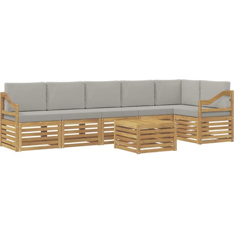 Outdoor Sofa Set 7 pcs White and Light Grey 59 x 59 x 37 cm vidaXL (1/5)