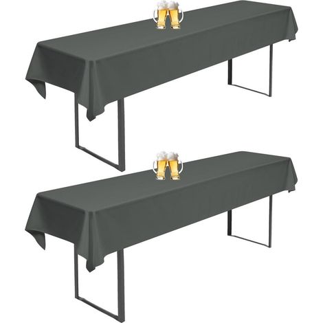 2er-Set Biertischhussen Anthrazit 110x260cm, waschbar, für 50/70cm Tische