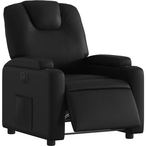 Poltrona relax TV con comodissima funzione reclinabile elettrica in PVC nero DEC028471