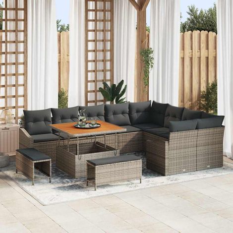 Set Divano da Giardino 12 pz 7-Numero di posti Grigio vidaXL (1/5)