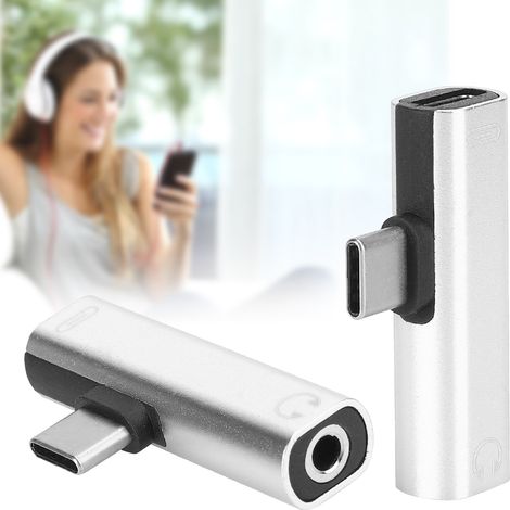Adaptateur Audio Type-C vers Jack 3.5 mm avec Charge Rapide - 2 Pièces (Argent)