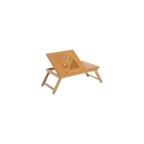 Table de Lit Plateaux pour Ordinateur en Bambou Naturel, Inclinable Pliable, Réglable en Hauteur (1/5)