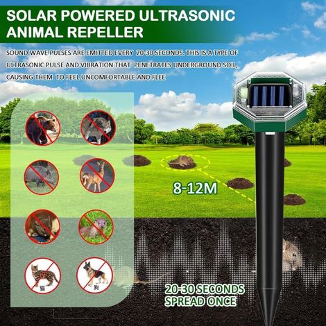 Répulsif Chat Ultrason, 4 pcs Répulsif pour Chats Solaire,Répulsif Chat Exterieur 360 °,pour Jardin, Chats Chiens Souris Ratons (1/3)