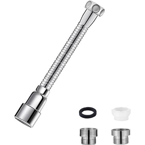 Rallonge de Robinet Cuisine de 20cm avec 2 Adaptateurs, Extension Robinet Rotative à 360 ° Rallonge De robinet D'évier pour Cuisines, Salles de Bains, Bars et Toilettes (1/5)