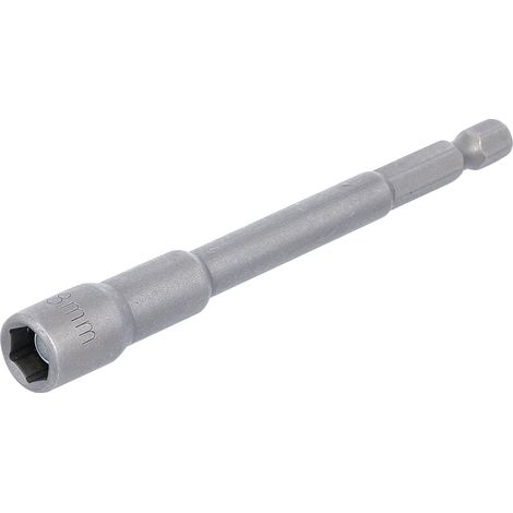 BGS Steckschlüssel-Einsatz Sechskant 2764, extra lang, für Bohrmaschinen, Antrieb Außensechskant 6,3 mm (1/4"), SW 8 mm (1/4)