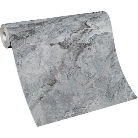 Papier peint imitation marbre gris – Tapisserie intissée pour cuisine et salon – Résistant à la lumière et facile à poser – Erismann