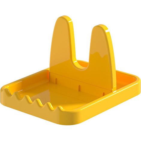 Faltbarer Topfdeckelhalter, Löffelhalter aus Kunststoff, Küchenorganizer für Gabel, Pfannenwender, Topfdeckelhalter, gelbes Geschirr. (1/5)