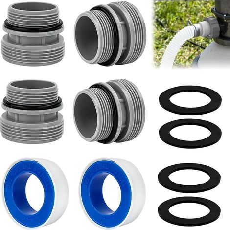 4-teiliges Poolschlauch-Adapterset, Poolschlauchadapter 4560 mit Dichtung, Poolpumpen-Schlauchadapter für 40 mm auf 1 1/2 Zoll Schlauch, kompatibles Umrüstset für Intex Coleman Filterpumpen (1/5)