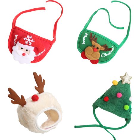 Bonnet, écharpe et bavoir de Noël pour chiens et chats - Accessoires pour animaux de compagnie pour Noël et les fêtes d'anniversaire (1/5)