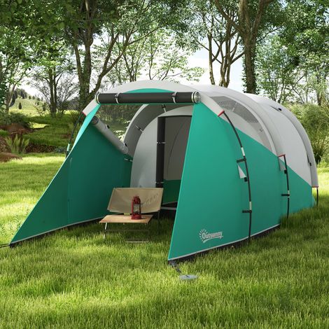 Tente camping en tunnel étanche 3 places sac transport verte - Dimensions: 460x260x190 cm