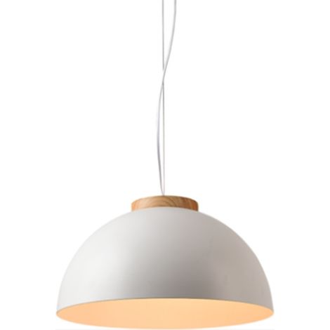 Suspension Rétro Demi-Cercle Plafonnier E27 en Bois Métal Ø 25CM (1/5)