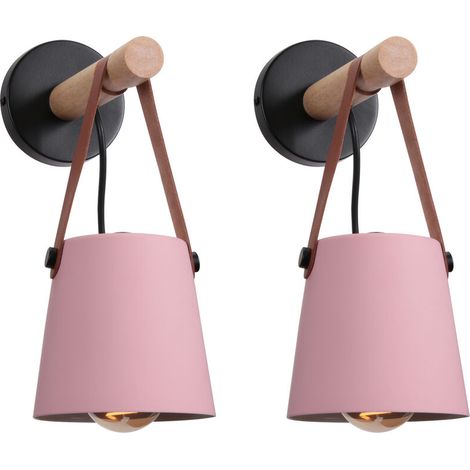 – Lot de 2 appliques murales modernes – Lampe murale industrielle – Décoration intérieure – Rose – Pour espaces contemporains (1/5)