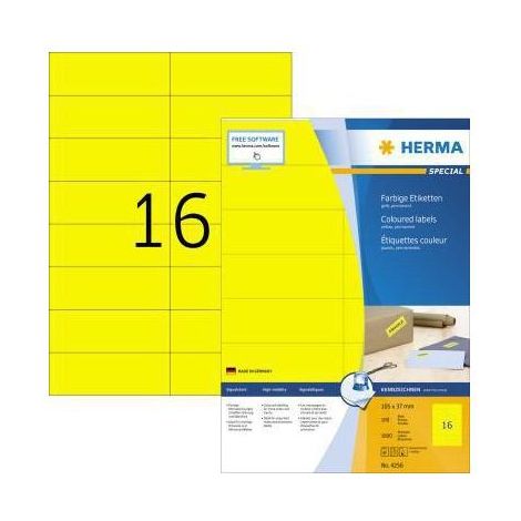 Universaletikett 105 x 37 mm (B x H) nicht wieder ablösbar Papier gelb 1.600 Etik./Pack. (1/4)