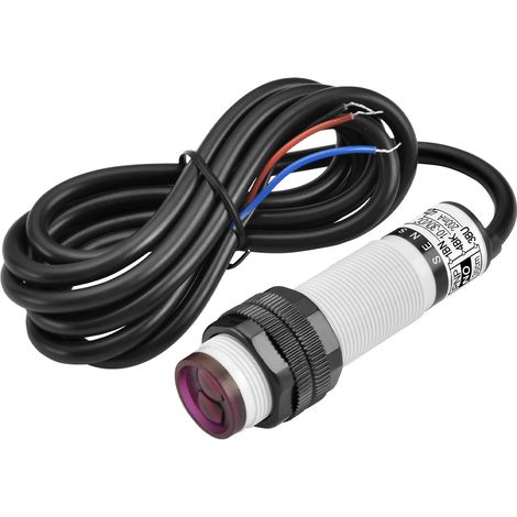 Interrupteur de proximité photoélectrique infrarouge M18, type de réflexion diffuse, E3F-DS30P1, distance de détection 10-30 cm, 10-30 VDC 200 mA, PNP normalement ouvert (NO), 3 fils (1/5)