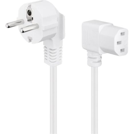 Câble de connexion coudé pour appareil froid des deux côtés, 3 m, blanc (1/3)