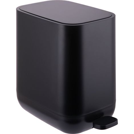 Relaxdays Mülleimer, 7 Liter, Absenkautomatik, entnehmbarer Inneneimer, matter Kunststoff, schmaler Treteimer, schwarz