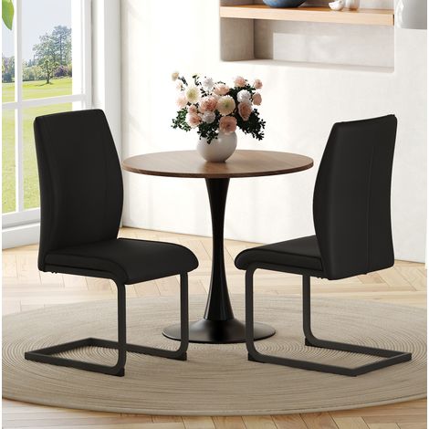 Sillas de comedor 2 unidades negras de polipiel con estructura de metal, diseño moderno y ergonómico,43x44.5x99cm (1/5)